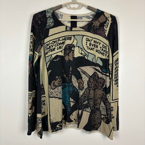 Rundholz Black Label Comic Print Pullover Small cotton modal wool asymmetric - Picture 2 of 10